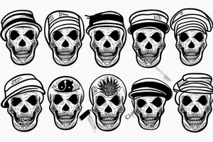 Bucket hat skeleton tattoo idea