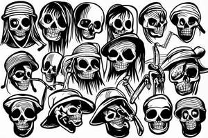 Bucket hat skeleton tattoo idea