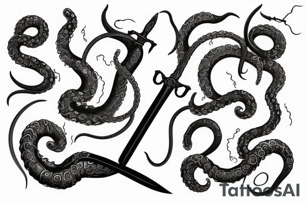 Tentacles around sword tattoo idea