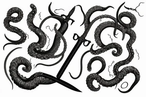 Tentacles around sword tattoo idea