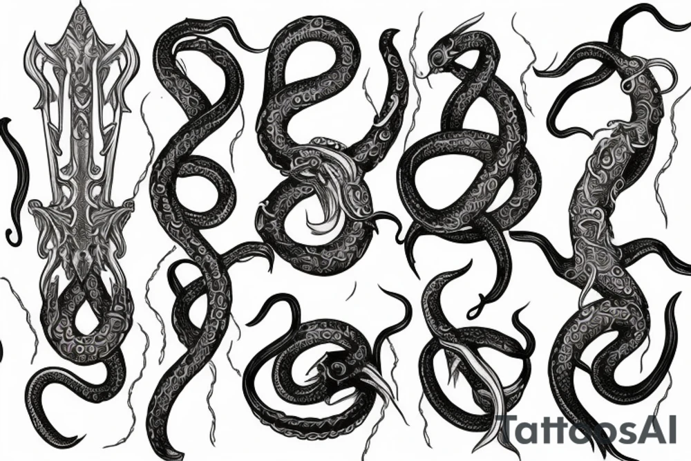 Tentacles around sword tattoo idea