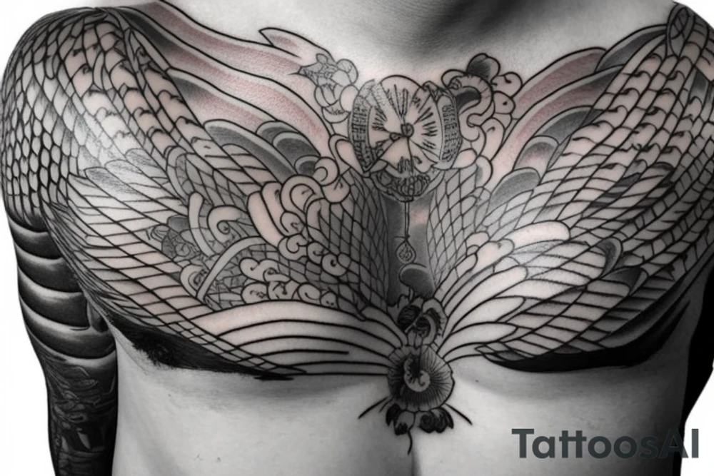 harpye on male chest tattoo idea