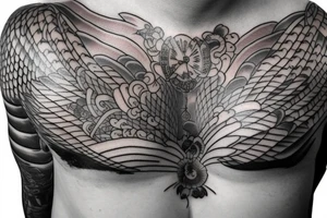 harpye on male chest tattoo idea