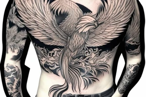 pheonix on male chest tattoo idea