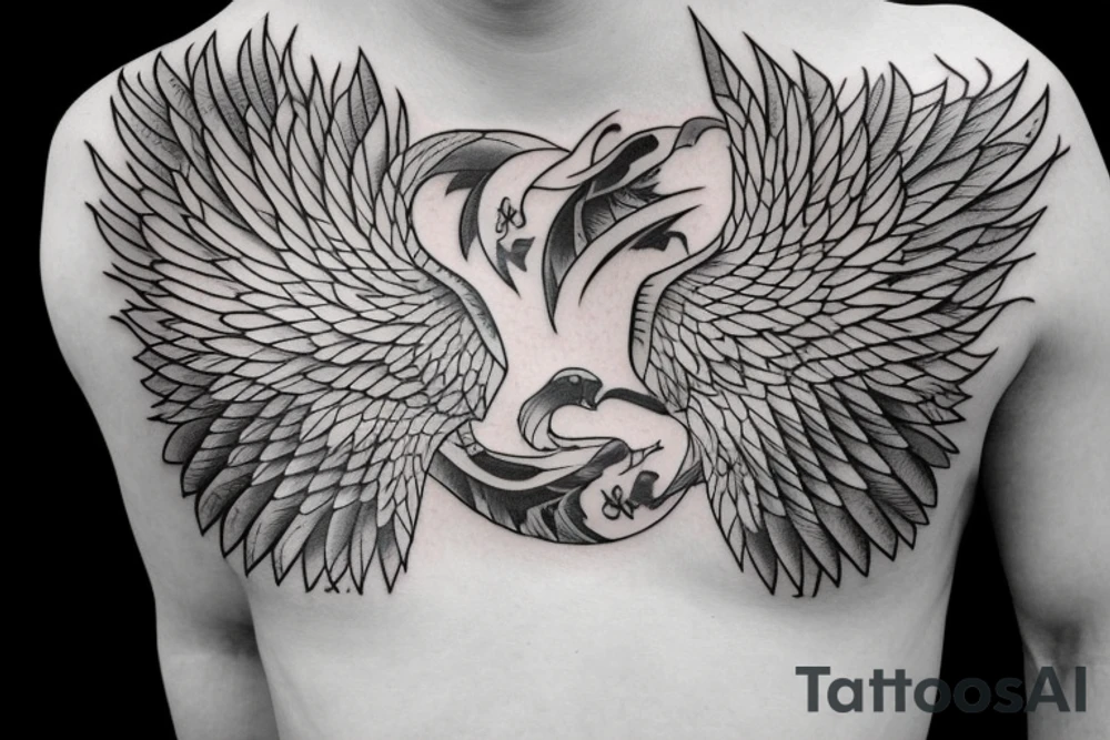 pheonix on male chest tattoo idea