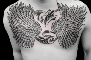 pheonix on male chest tattoo idea