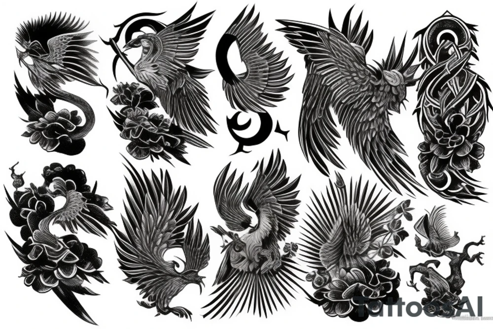 pheonix on male chest tattoo idea