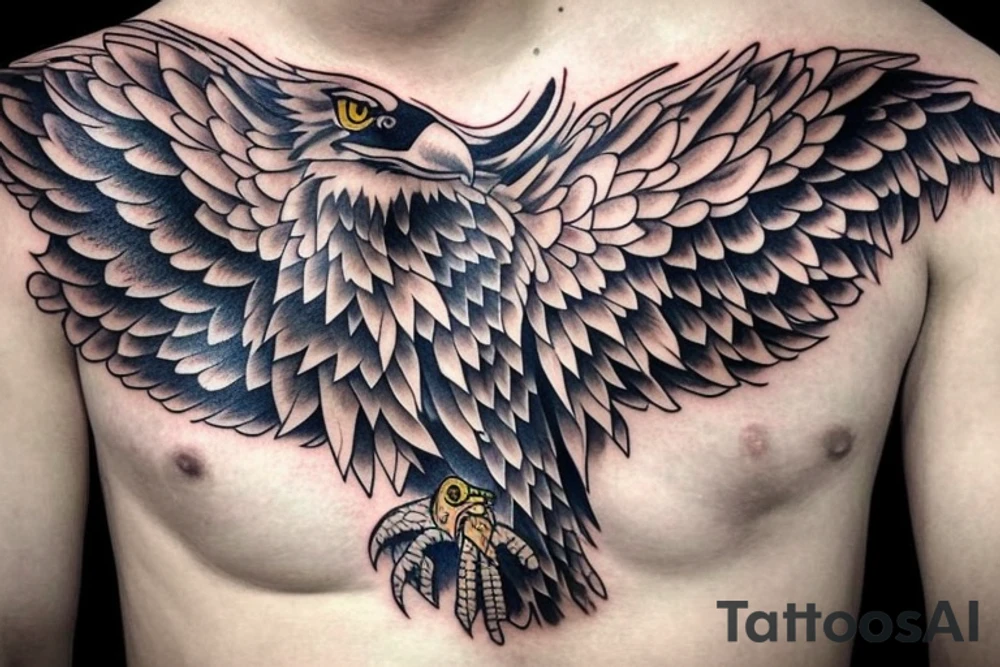 eagle on male chest tattoo idea