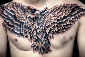 eagle on male chest tattoo idea