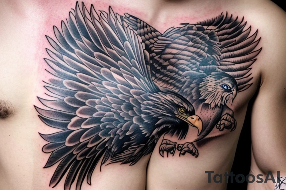 eagle on male chest tattoo idea