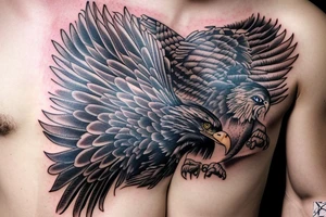 eagle on male chest tattoo idea
