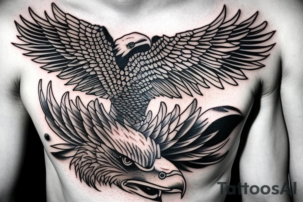 eagle on male chest tattoo idea