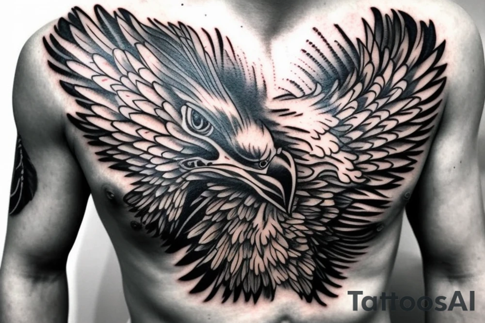 eagle on male chest tattoo idea