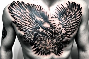 eagle on male chest tattoo idea