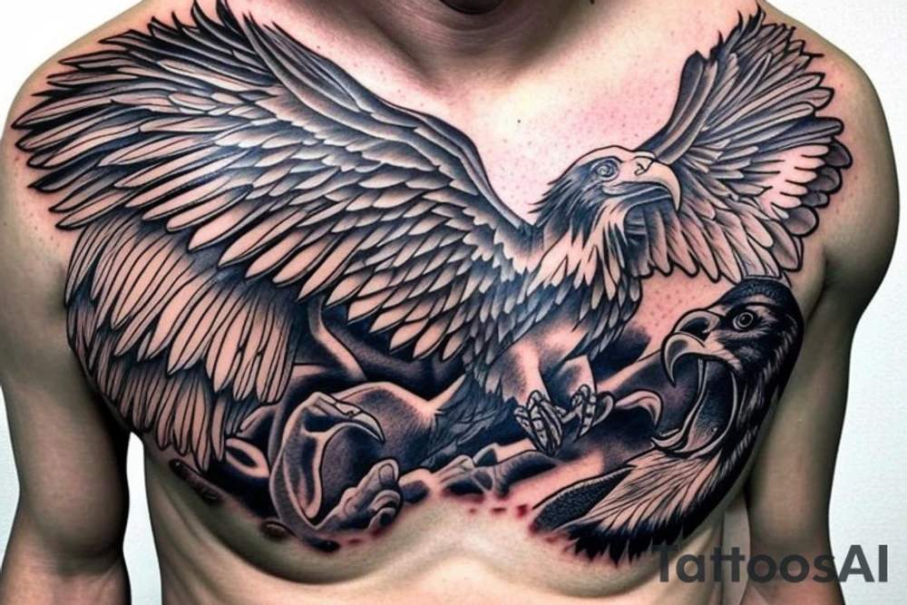 eagle on male chest tattoo idea