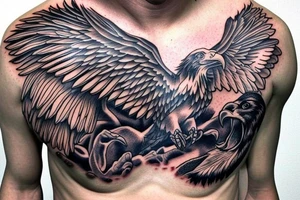 eagle on male chest tattoo idea