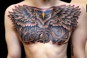 eagle on male chest tattoo idea