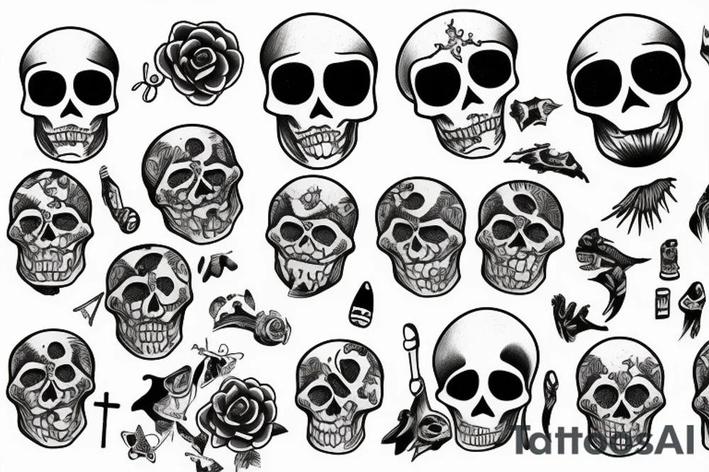 Skeleton beach tattoo idea