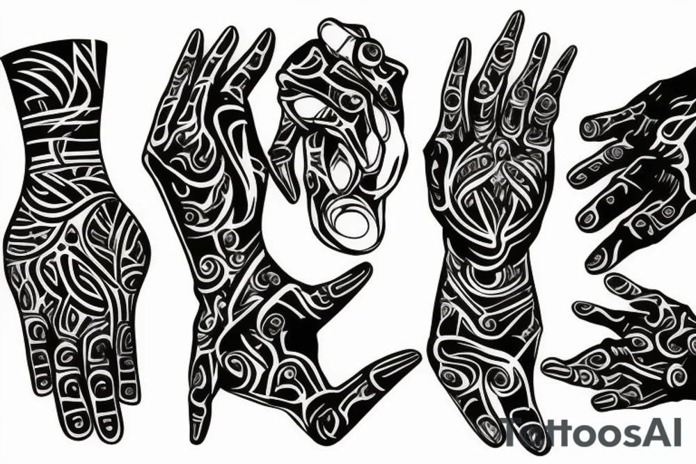 a hand - wrapping pattern tattoo idea