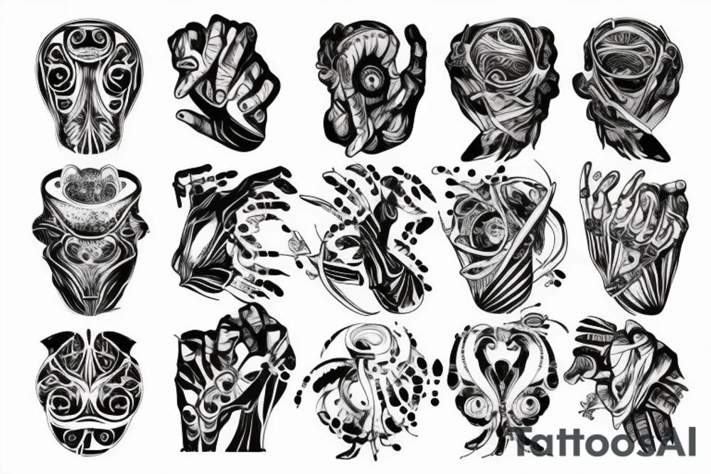a hand - wrapping pattern tattoo idea
