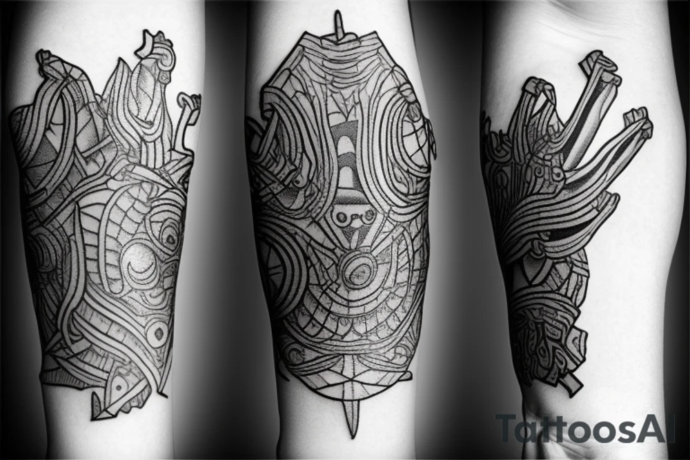 a hand - wrapping pattern tattoo idea