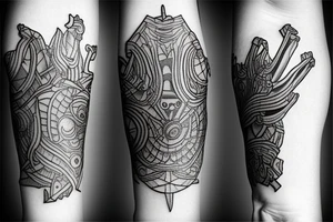 a hand - wrapping pattern tattoo idea