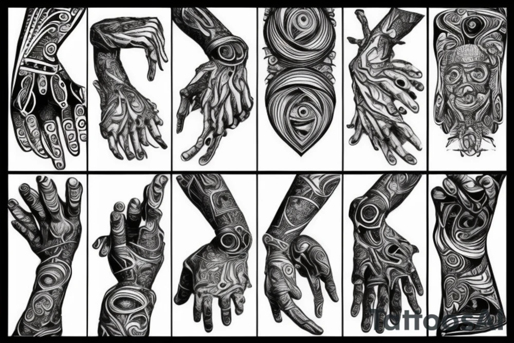 a hand - wrapping pattern tattoo idea