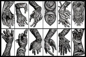 a hand - wrapping pattern tattoo idea