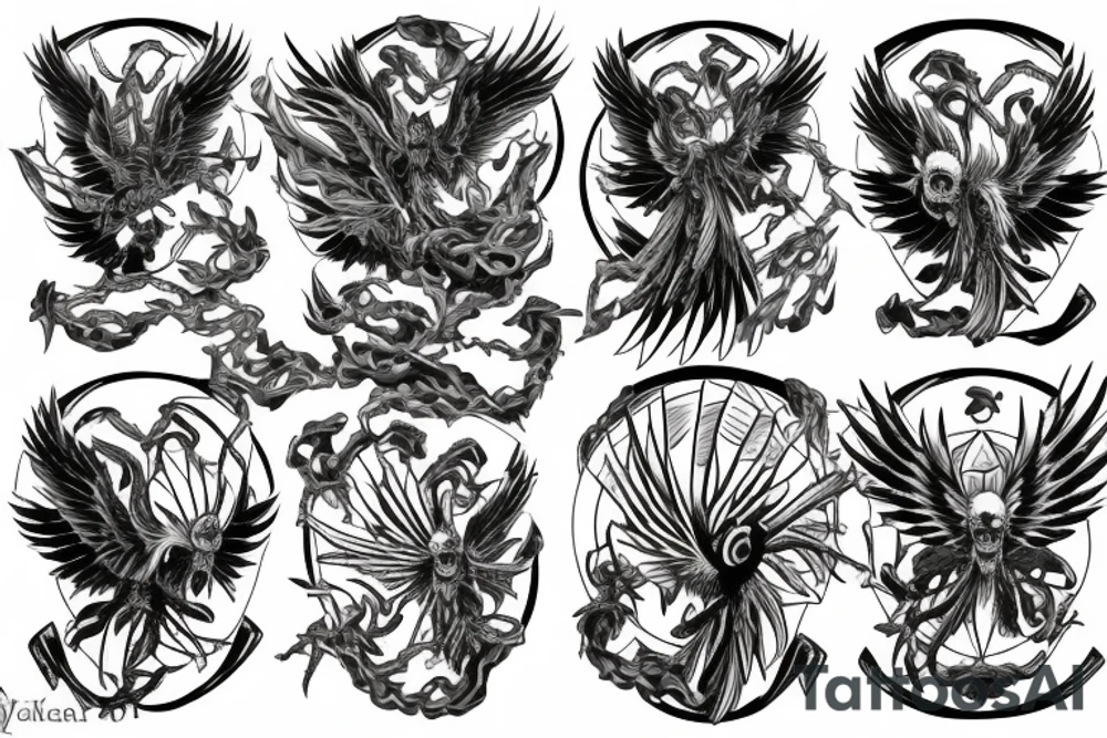 Skeleton phoenix tattoo idea