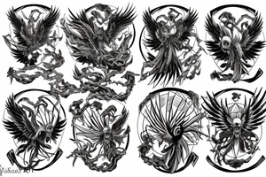 Skeleton phoenix tattoo idea