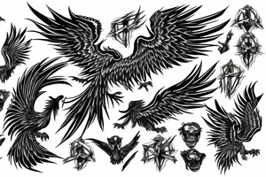 Skeleton phoenix tattoo idea