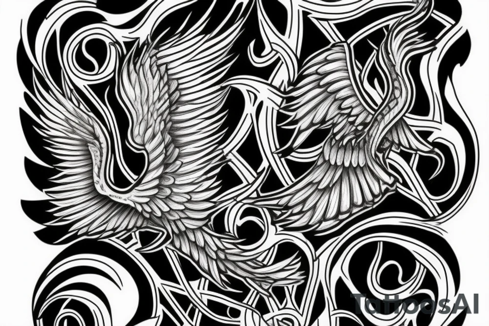 Skeleton phoenix tattoo idea