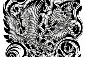 Skeleton phoenix tattoo idea