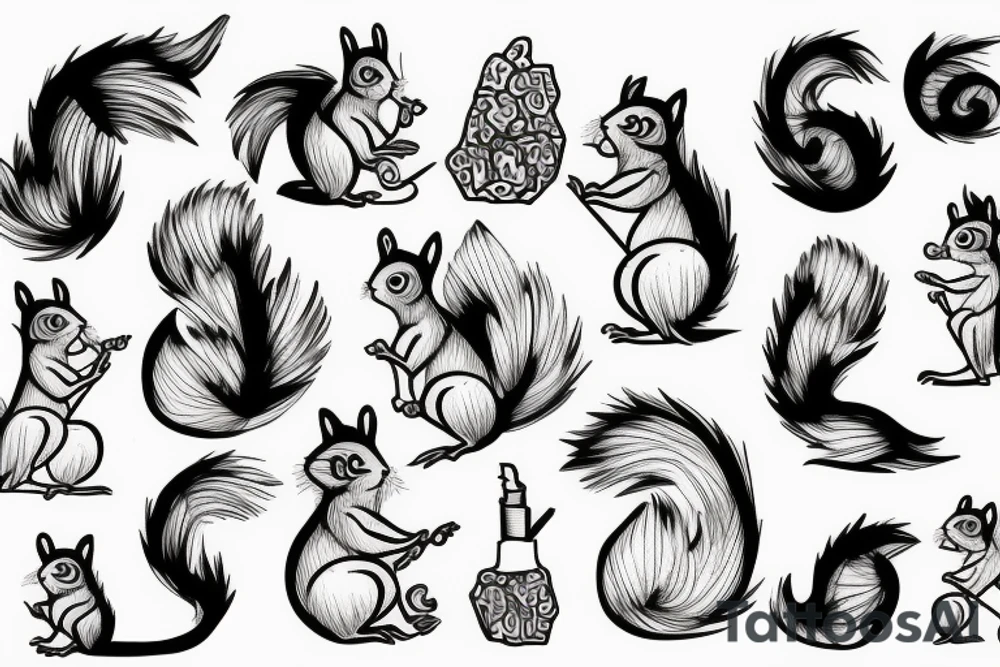 abstract squirrel tattoo idea