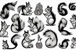 abstract squirrel tattoo idea