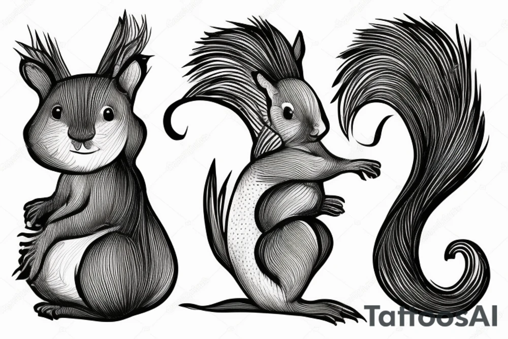 abstract squirrel tattoo idea