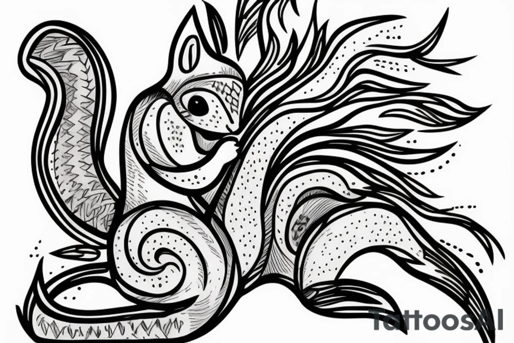 abstract squirrel tattoo idea