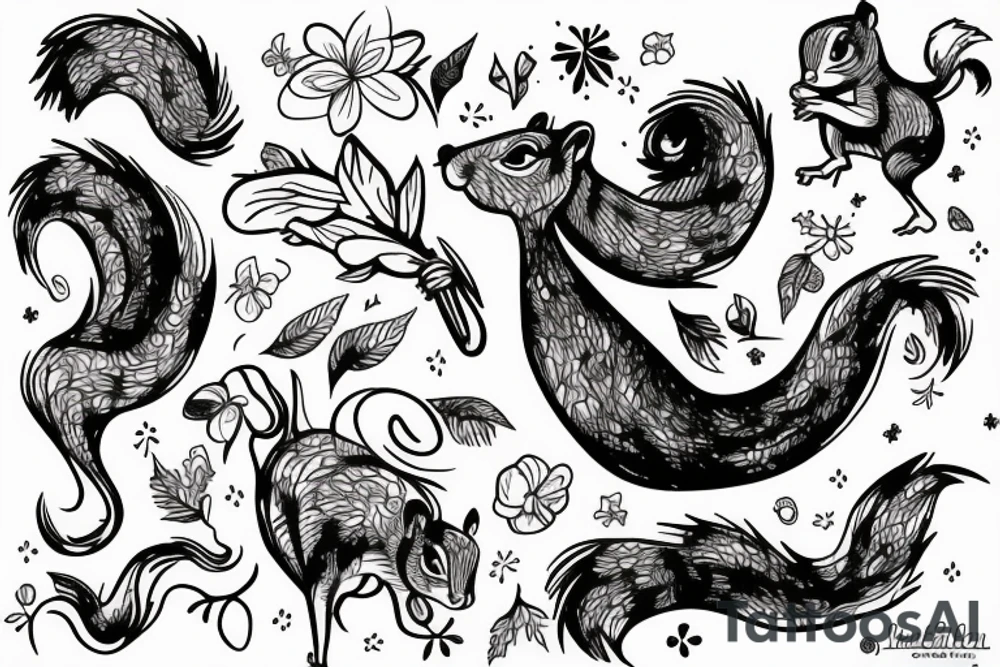 abstract squirrel tattoo idea