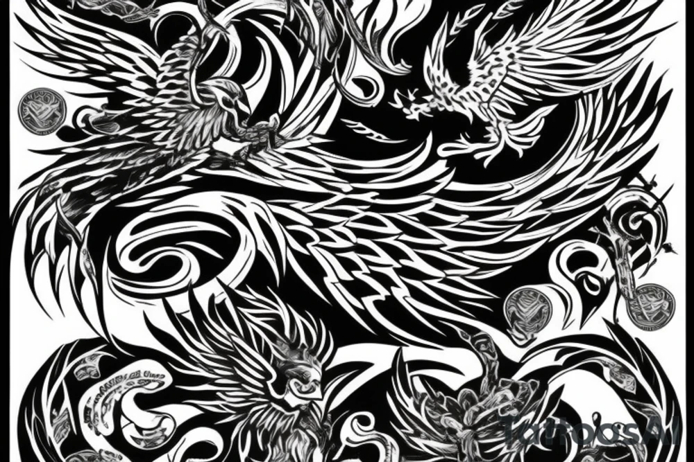 Good and evil phoenix tattoo idea