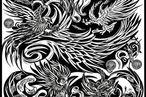 Good and evil phoenix tattoo idea