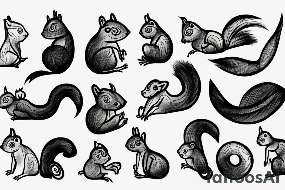 abstract squirrel tattoo idea