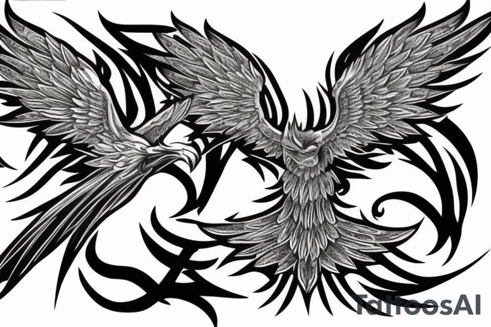 Good and evil phoenix tattoo idea