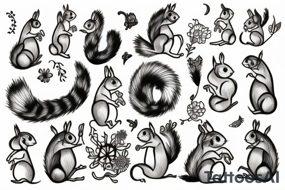 abstract squirrel tattoo idea