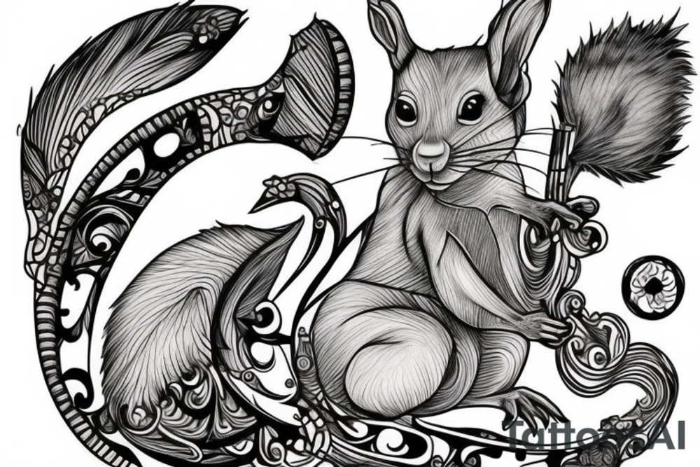 abstract squirrel tattoo idea