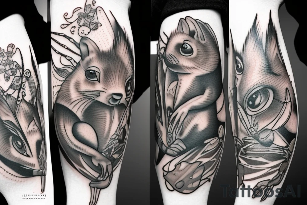 abstract squirrel tattoo idea