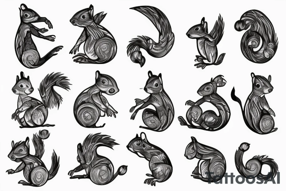 abstract squirrel tattoo idea