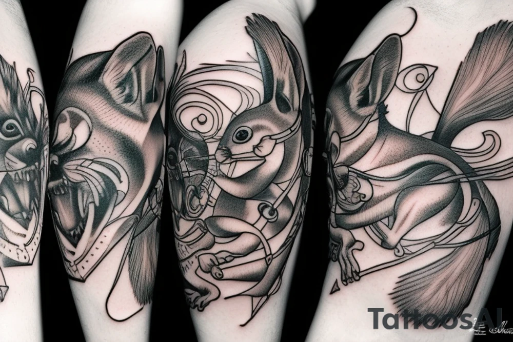 abstract squirrel tattoo idea