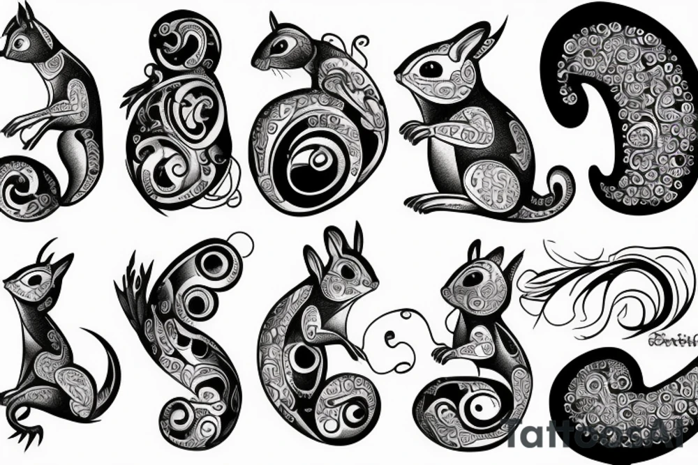 abstract squirrel tattoo idea