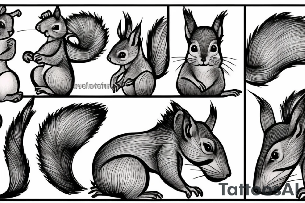 abstract squirrel tattoo idea