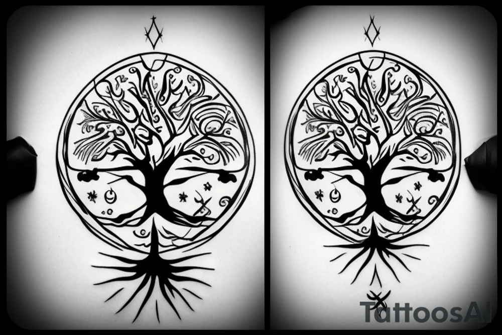 Good and Evil tree of life tattoo idea